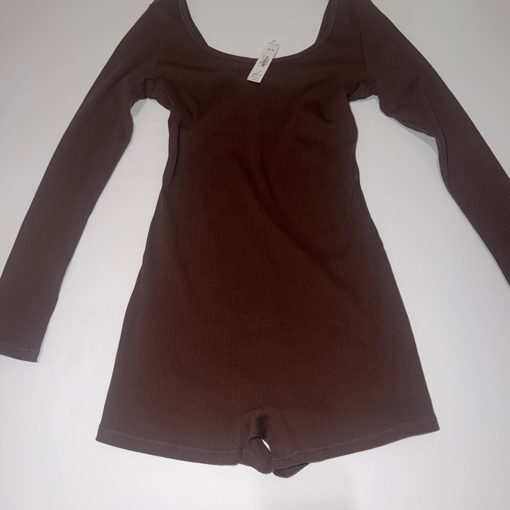 Victoria Secret PINK Long Sleeve One-Piece Romper in Brown